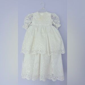 Three Piece Baptismal White Lace Dress